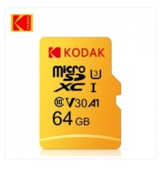 Карта памяти Kodak <EKMSDM64GXCU3KWA> microSDXC Memory Card 64Gb A1 V30 UHS-I U3 + microSD-->SD Adapter