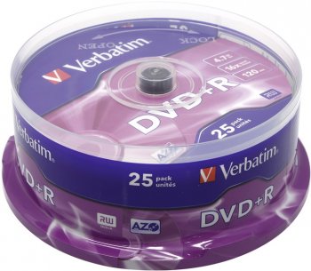 Диск DVD+R Verbatim 4.7Gb уп. 25 шт. на шпинделе <43500>