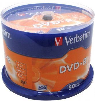 Диск DVD-R Verbatim 4.7Gb 16x <уп. 50 шт.> на шпинделе <43548>