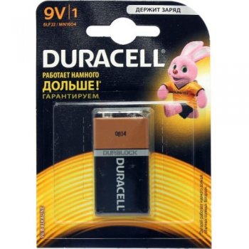 Батарейка Duracell MN1604 (6LR61) 9V, щелочной (alkaline), типа "крона"