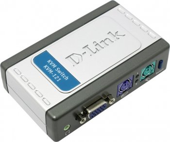 Переключатель KVM D-Link <KVM-121> 2-Port PS/2 KVM Switch (клавиатураPS/2+мышьPS/2+VGA15pin)(+2 кабеля)