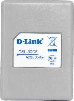 Сплиттер D-Link <DSL-30CF> ADSL Splitter (AnnexA, вход 1xRJ-12 выход 2xRJ-12 ADSL+аналоговый телефон)