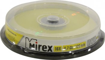 Диск DVD-R Mirex 4.7Gb 16x (уп. 10 шт.) на шпинделе