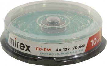 Диск CD-RW Mirex 700Mb 4-12x (уп. 10 шт.) на шпинделе