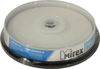 Диск DVD+R Mirex 4.7Gb 16x Printable (уп. 10 шт.) на шпинделе