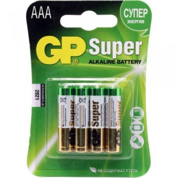 Батарейка GP Ultra/Super 24AU/24A-4 (LR03) Size AAA, щелочной (alkaline) <уп. 4 шт.>
