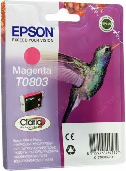 Картридж Epson <T08034010 / 11> Magenta для EPS ST P50, PX650/700W/710W/800FW/810FW, R265/285/360, RX560/585/685