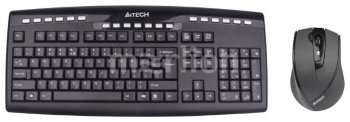 Комплект клавиатура + мышь A4-Tech V-Track Wireless <9200F (GR-86+G9-730FX)> (Кл-ра М/Мед, USB, FM+Мышь, 5кн, Roll, USB, FM)