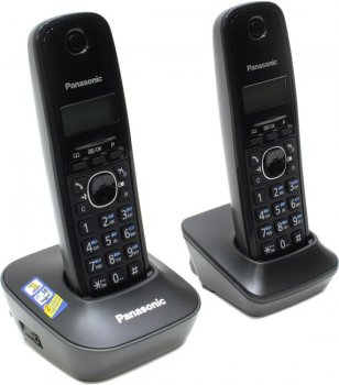 Радиотелефон Panasonic KX-TG1612RUH <Black-Grey> (2 трубки с ЖК диспл., DECT)