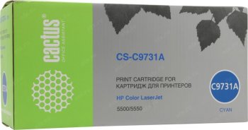 Картридж Cactus CS-C9731A голубой (12000стр.) для HP CLJ 5500/5550