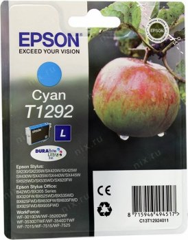Картридж Epson T1292 Cyan для EPS SX420W/SX425W/SX525WD/SX620FW/BX305F/BX305FW/BX320FW/BX525WD/BX625FWD