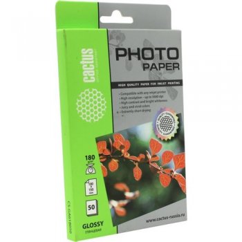 Бумага Cactus CS-GA618050 (10x15см, 50 листов, 180 г/м2) глянцевая