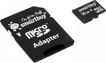 Карта памяти SmartBuy <SB16GBSDCL10-01> microSDHC 16Gb Class10 + microSD-->SD Adapter