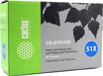 Картридж Cactus CS-Q7551XS Q7551X черный (13000стр.) для HP LJ P3005/M3027/M3035