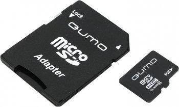 Карта памяти Qumo < QM8GMICSDHC10> microSDHC 8Gb Class10 + microSD--> SD Adapter