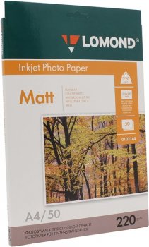 Бумага LOMOND 0102144 (A4, 50 листов, 220 г/м2) матовая двусторонняя