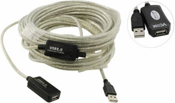 Кабель VCOM <VUS7049-15м> активный USB2.0-repeater A-->A 15м