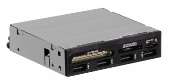 Картридер <All-in-1> USB 2.0 internal 3.5" Black + 4 USB port, Ginzzu OEM (GR-137UB)