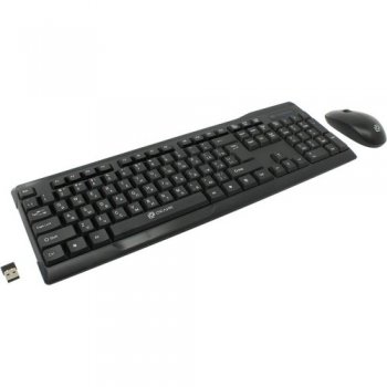 Комплект клавиатура + мышь OKLICK Wireless Keyboard & Optical Mouse < 230M> (Кл-ра Ergo, М / Мед, USB, FM+Мышь 5кн, Roll, USB, FM)