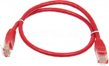 Кабель UTP cat.5E stranded molded 0.5м красный RJ-45 (m)-RJ-45 (m)