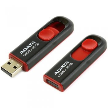 Накопитель USB A-Data 32Gb Classic C008 AC008-32G-RKD USB2.0 красный/черный