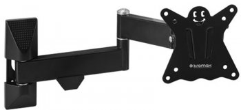 Кронштейн Kromax CASPER-104 black, для LED/LCD ТВ 10"-26", 5 ст свободы, наклон +5°-15°, поворот 180°, от стены 50 мм, max VESA 100x100 мм