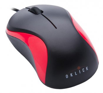Мышь OKLICK Optical Mouse <115S> <Black&Red> (RTL) USB 3btn+Roll, уменьшенная <711637>