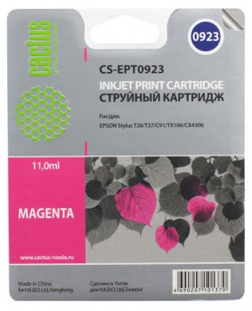 Картридж Cactus CS-EPT0923 T0923 пурпурный (6.6мл) для Epson Stylus C91/CX4300/T26/T27/TX106/TX109/TX117/TX119