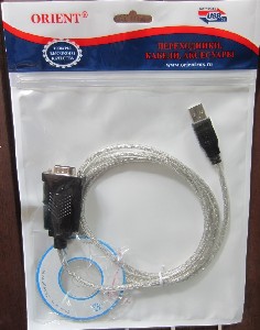 Кабель USB AM <-> COM DB9M(RS232) Orient USS-101N18, chipset Prolific PL2303TA, поддержка Win 8/8.1, 1.8м, крепление винты