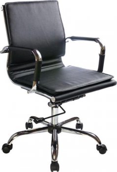 Кресло офисное Бюрократ Ch-993-Low низкая спинка черный искусственная кожа крестовина хром