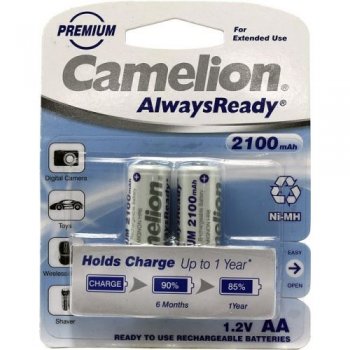 Аккумулятор Camelion NH-AA2100-2 AlwaysReady (1.2V, 2100mAh) NiMH, Size "AA" <уп. 2 шт>