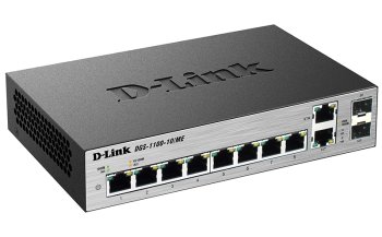 Коммутатор D-Link DGS-1100-10/ME/A2A 8x1Гбит/с 2xКомбо(1000BASE-T/SFP) управляемый