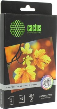 Бумага Cactus CS-HGA626050 (10x15см, 50 листов, 260 г/м2) суперглянцевая