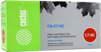 Картридж Cactus CS-C718С CS-C718C голубой (2900стр.) для Canon LBP-7200