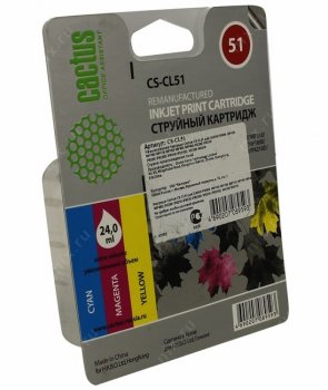 Картридж Cactus CS-CL51 Color для Canon PIXMA MP180/170/450/480,IP2200/6210/6220(восстановлен из б/у)