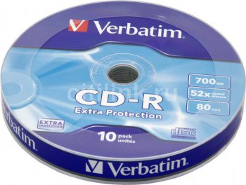 Диск CD-R Verbatim 700Mb 52x extra protect (10шт) 43725