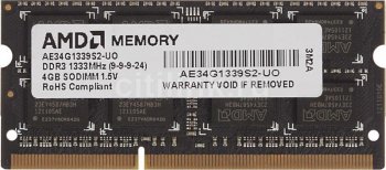 Оперативная память для ноутбуков SO-DIMM DDR3 4Gb 1333MHz AMD (R334G1339S1S-UO) unbuffered OEM