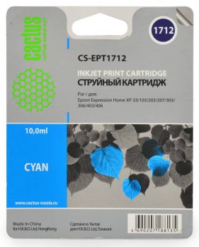Картридж Cactus CS-EPT1712 17XL голубой (10мл) для Epson XP-33/103/203/207/303/306/403/406