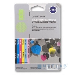 Картридж Cactus CS-EPT0487 T0487 черный/голубой/пурпурный/желтый/светло-голубой/светло-пурпурный набор (88мл) для Epson Stylus Photo R200/R22