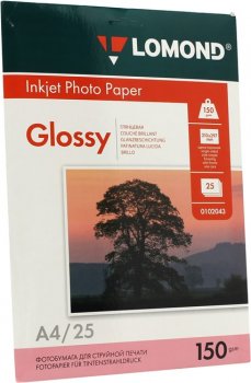 Бумага LOMOND 0102043 (A4, 25 листов, 150 г/м2) глянцевая односторонняя
