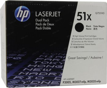 Картридж HP Q7551XD (№51X) Dual Pack BLACK для LJ P3005, M3027mfp,M3035mfp (повышенной ёмкости)