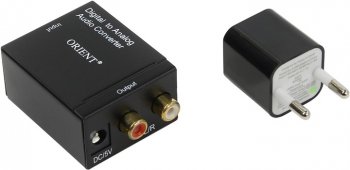 Медиаконвертер (переходник) Orient <DAC0202N> Digital to Analog Audio Converter (Optical/Coaxial In, 2xRCA Out)