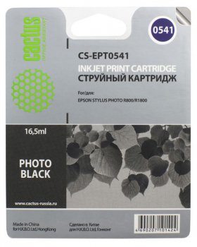 Картридж Cactus CS-EPT0541 T0541 черный (16.2мл) для Epson Stylus Photo R800/R1800