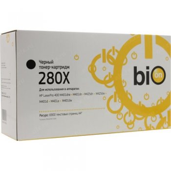 Картридж Bion BCR-CF280X для HPLaserJet Pro M401/M425 (6900 стр.),Черный, с чипом