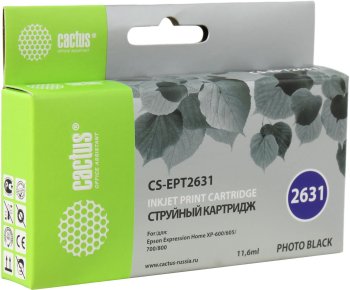 Картридж Cactus CS-EPT2631 26XL фото черный (11.6мл) для Epson Expression Home XP-600/605/700/800