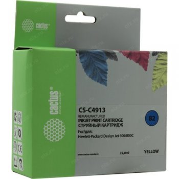 Картридж Cactus CS-C4913 (№82) Yellow для hp DesignJet 500/800C (восстановлен из б/у)