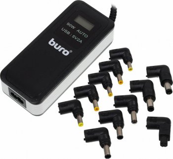 Адаптер питания для ноутбука Buro BUM-0065A90 автоматический 90W 15V-20V 11-connectors 1xUSB 2.1A от бытовой электросети LСD индикатор