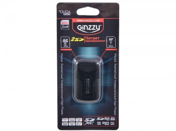 Картридер <AII in 1> USB 2.0 Ginzzu GR-422B, Black