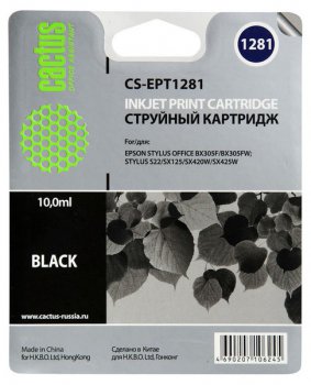 Картридж Cactus CS-EPT1281 Black для Epson S22/SX125/SX420/SX425/BX305