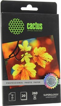 Бумага Cactus CS-HGA626020 Professional (10x15см, 20 листов, 260 г/м2) суперглянцевая